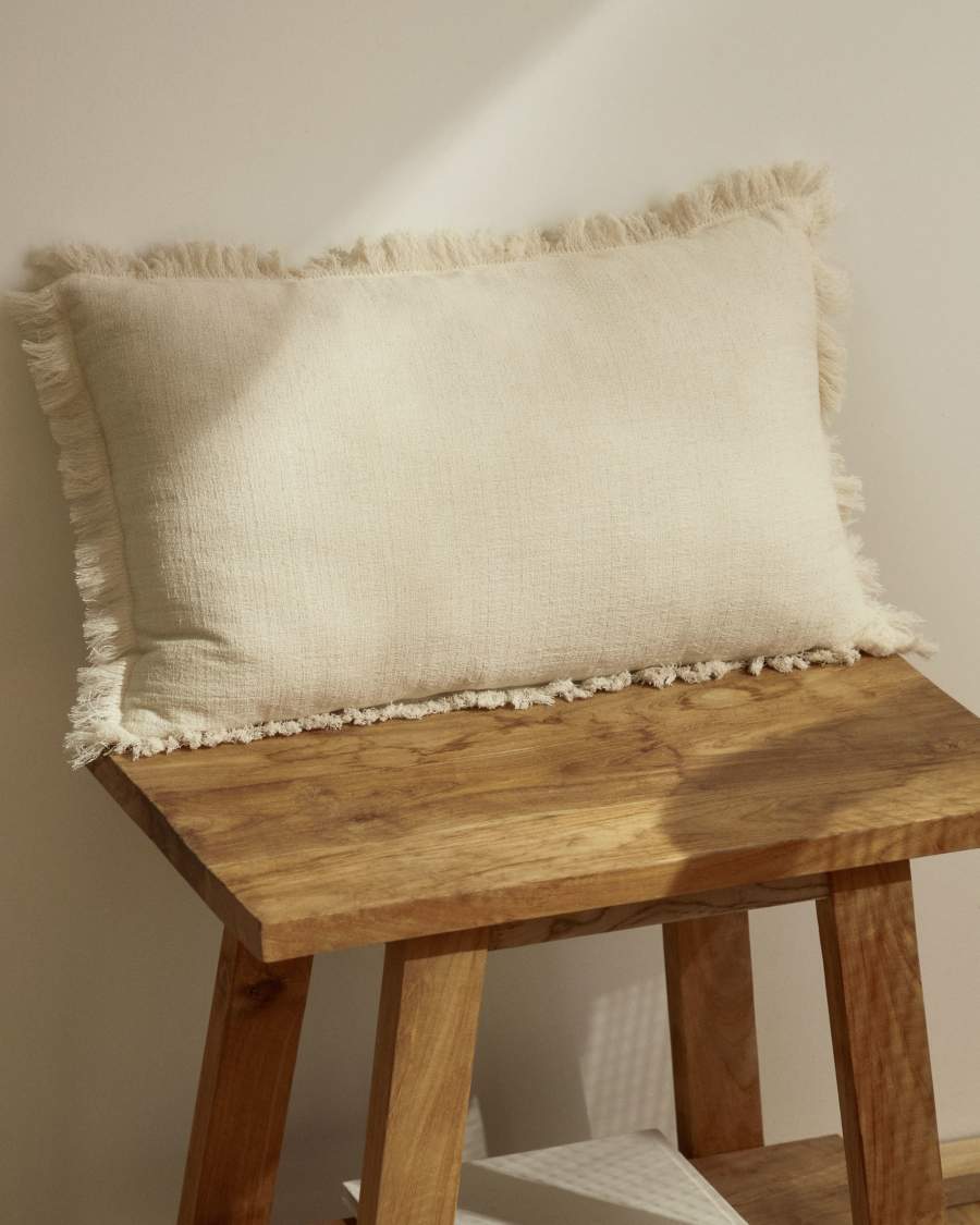 Housse de coussin Yumma 100% coton beige 30 x 50cm