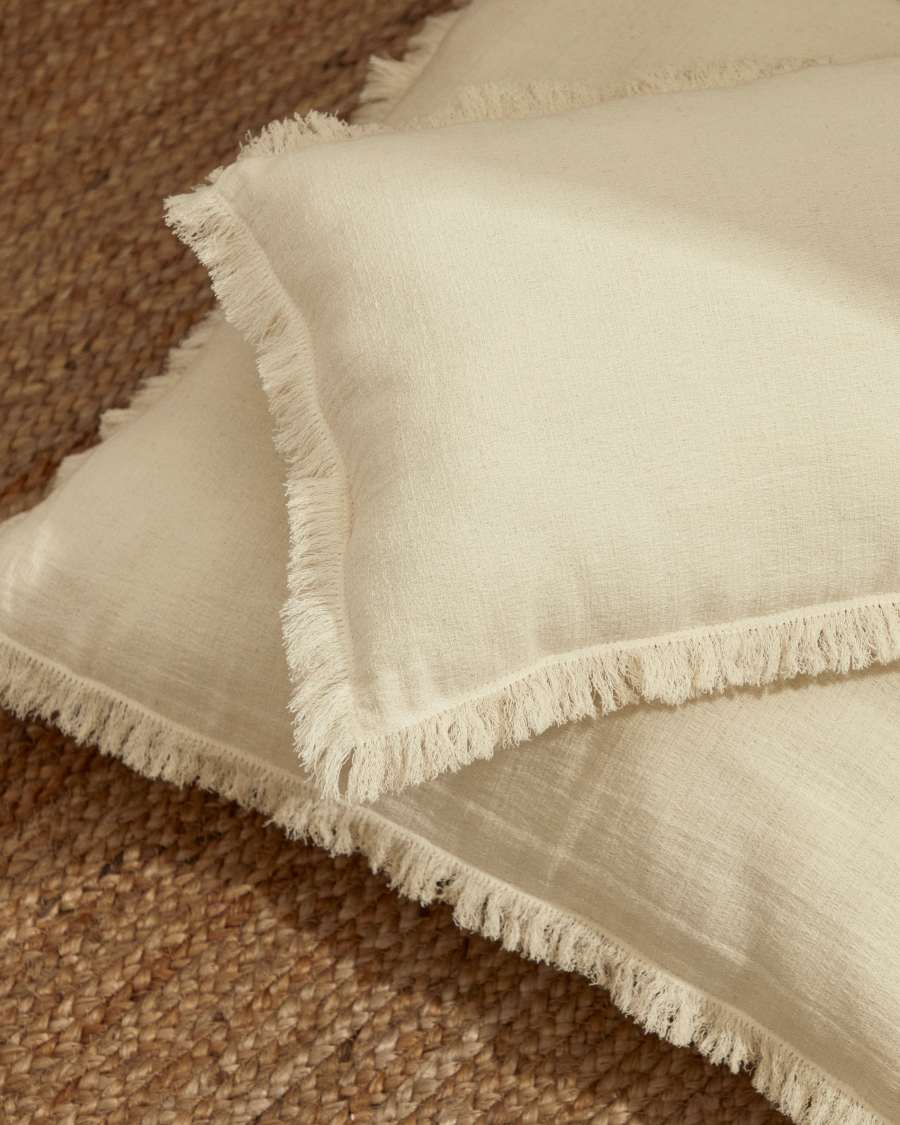 Housse de coussin Yumma 100% coton beige 30 x 50cm