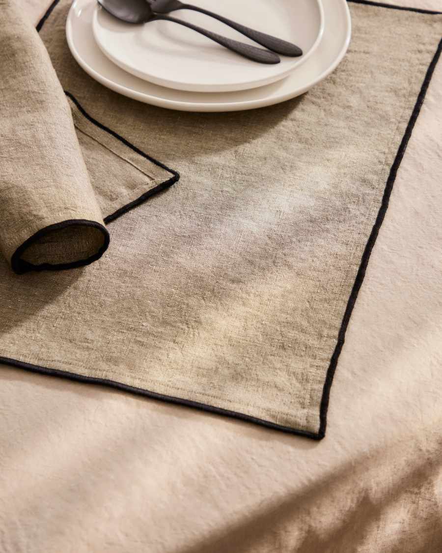 Mirna Set aus 2 Tischsets aus Leinen und Baumwolle grün