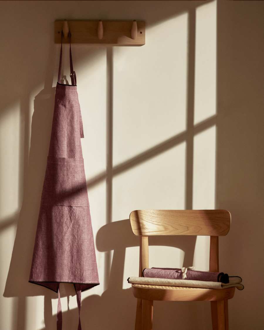 Mirna apron in maroon linen and cotton