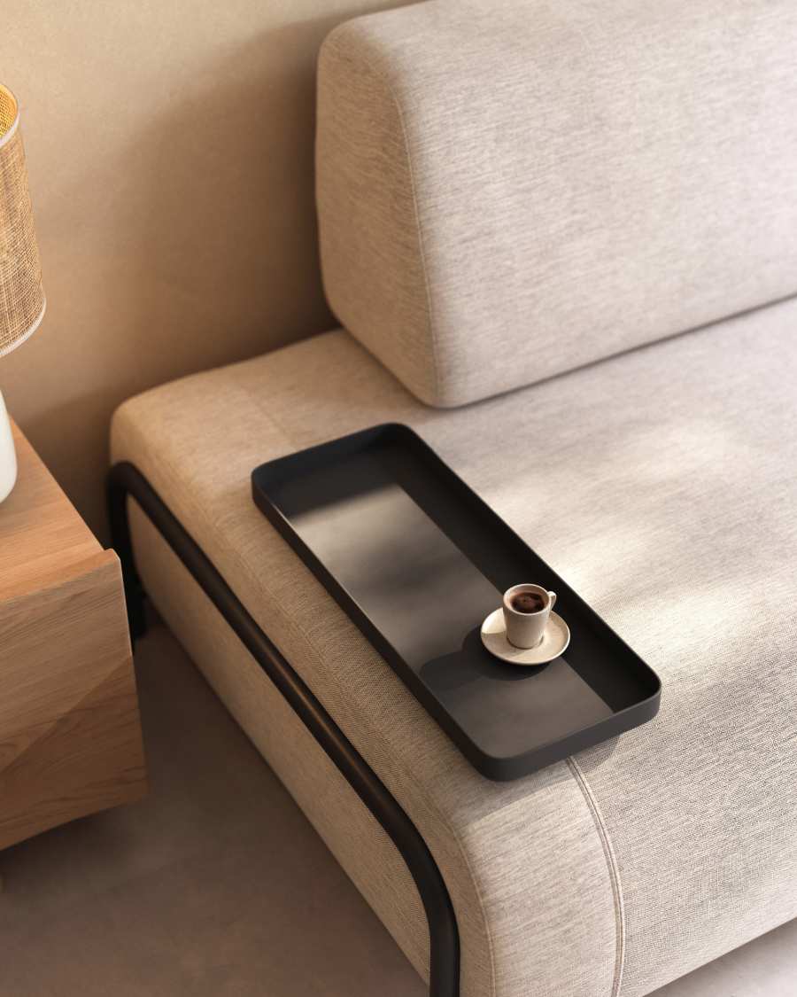 Canapé Compo 3 places beige grisâtre avec petit plateau 232 cm