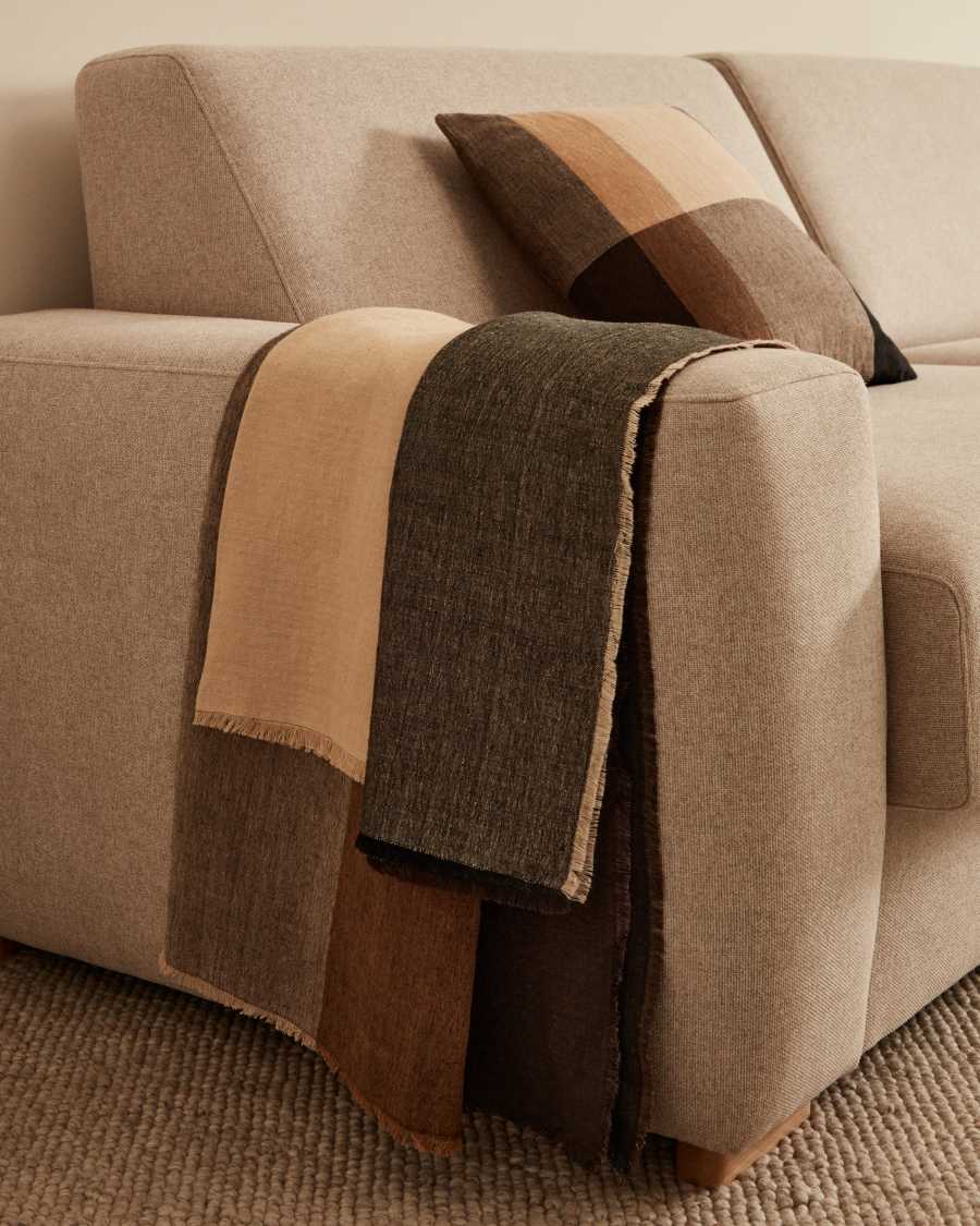 Macel black linen and cotton check cushion case 45x45 cm