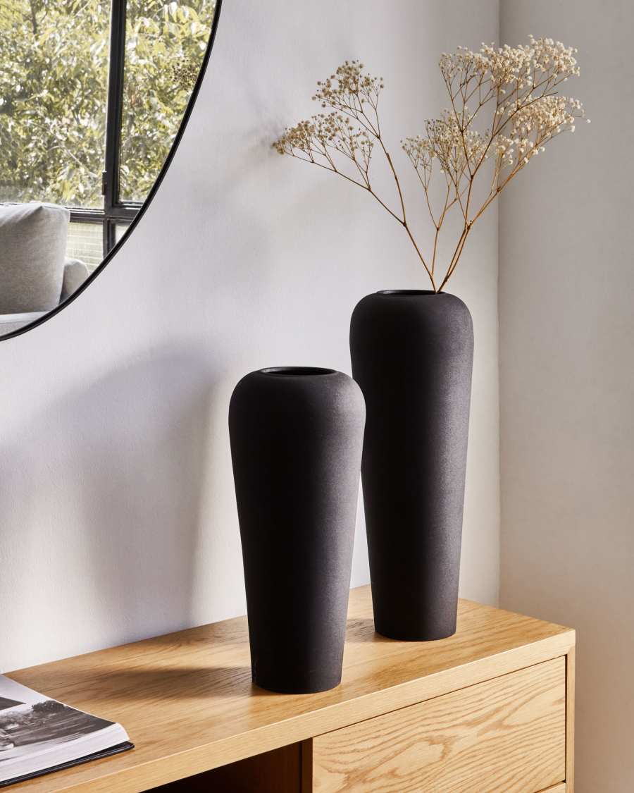 Walter kleine Vase aus Metall schwarz 40 cm