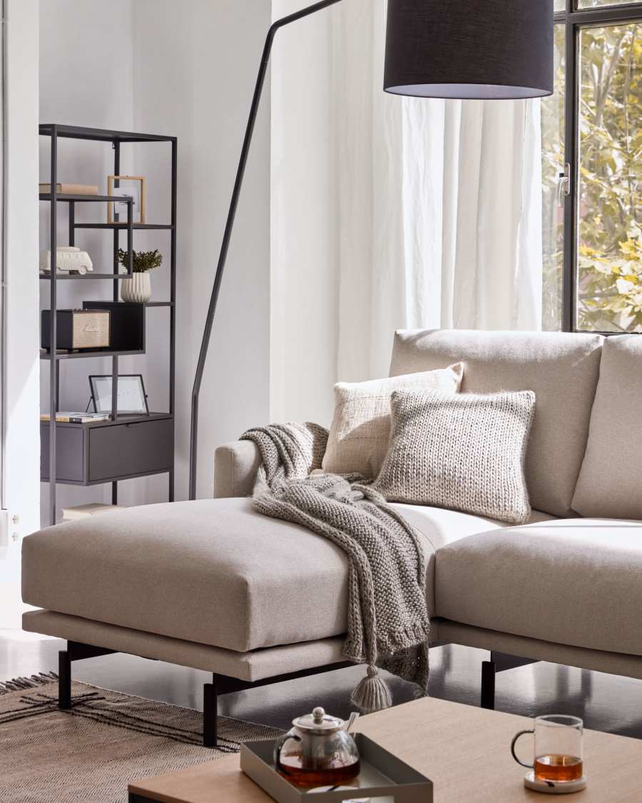 Canapé Galene 3 places avec méridienne gauche beige 254 cm FSC Mix Credit