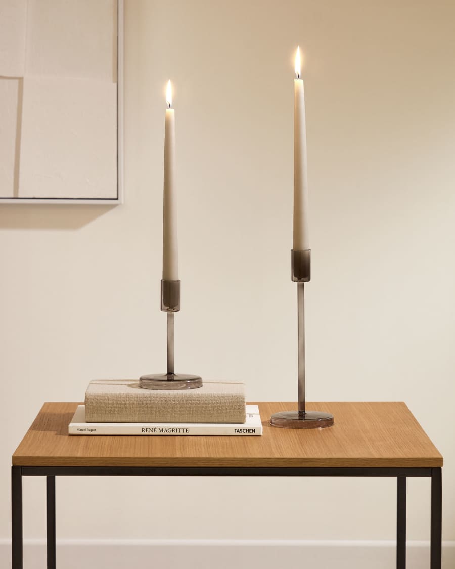 Zulma small candle holder made from black glass