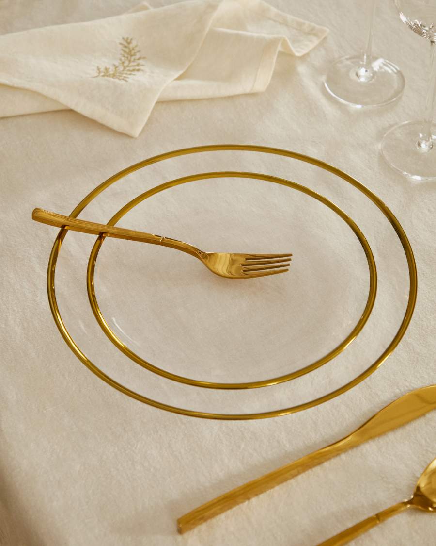 Assiette plate Nelie transparentes et détail doré