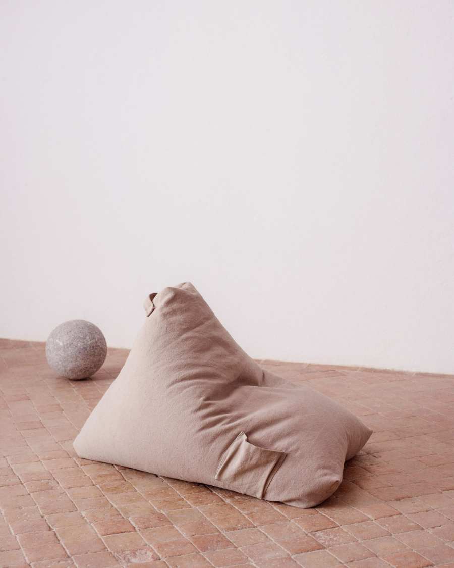 Calu 100% cotton pouf in beige