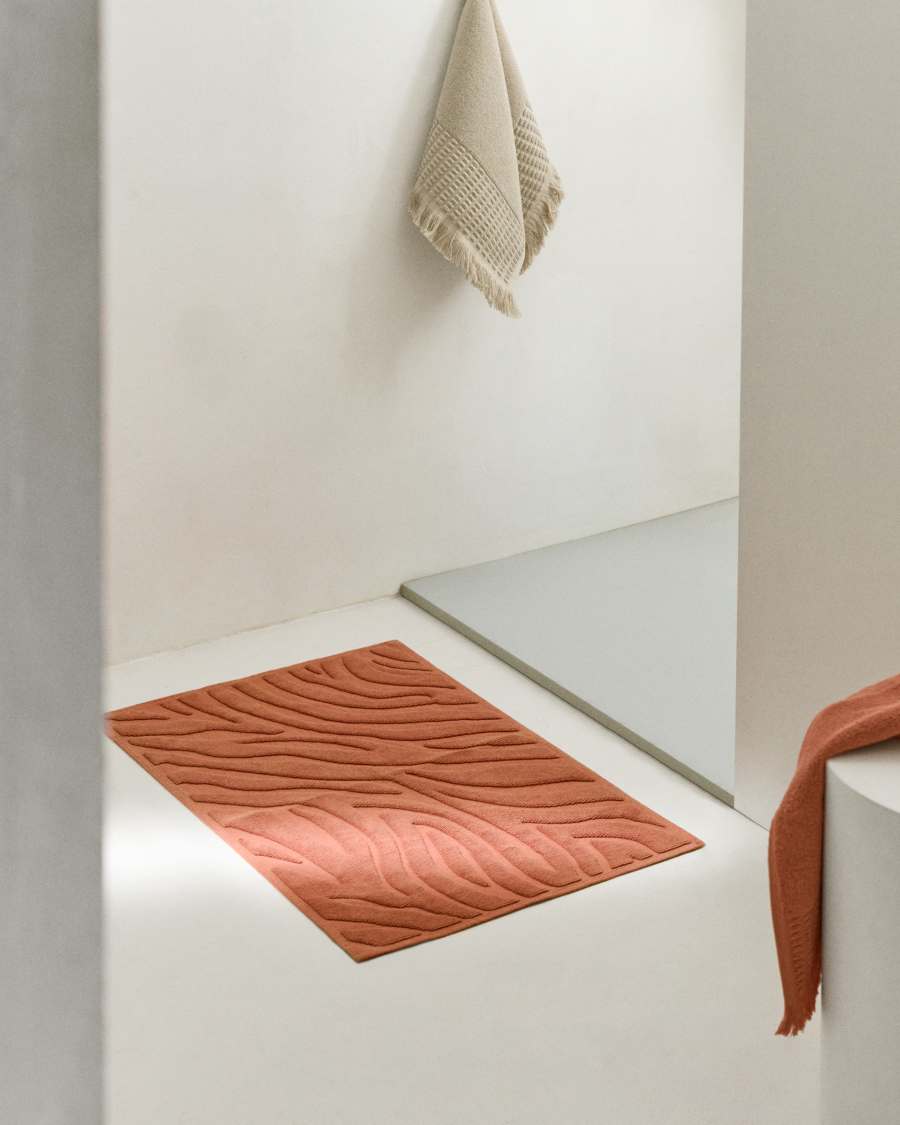 Goda 100% cotton bath mat in terracotta, 50 x 70 cm
