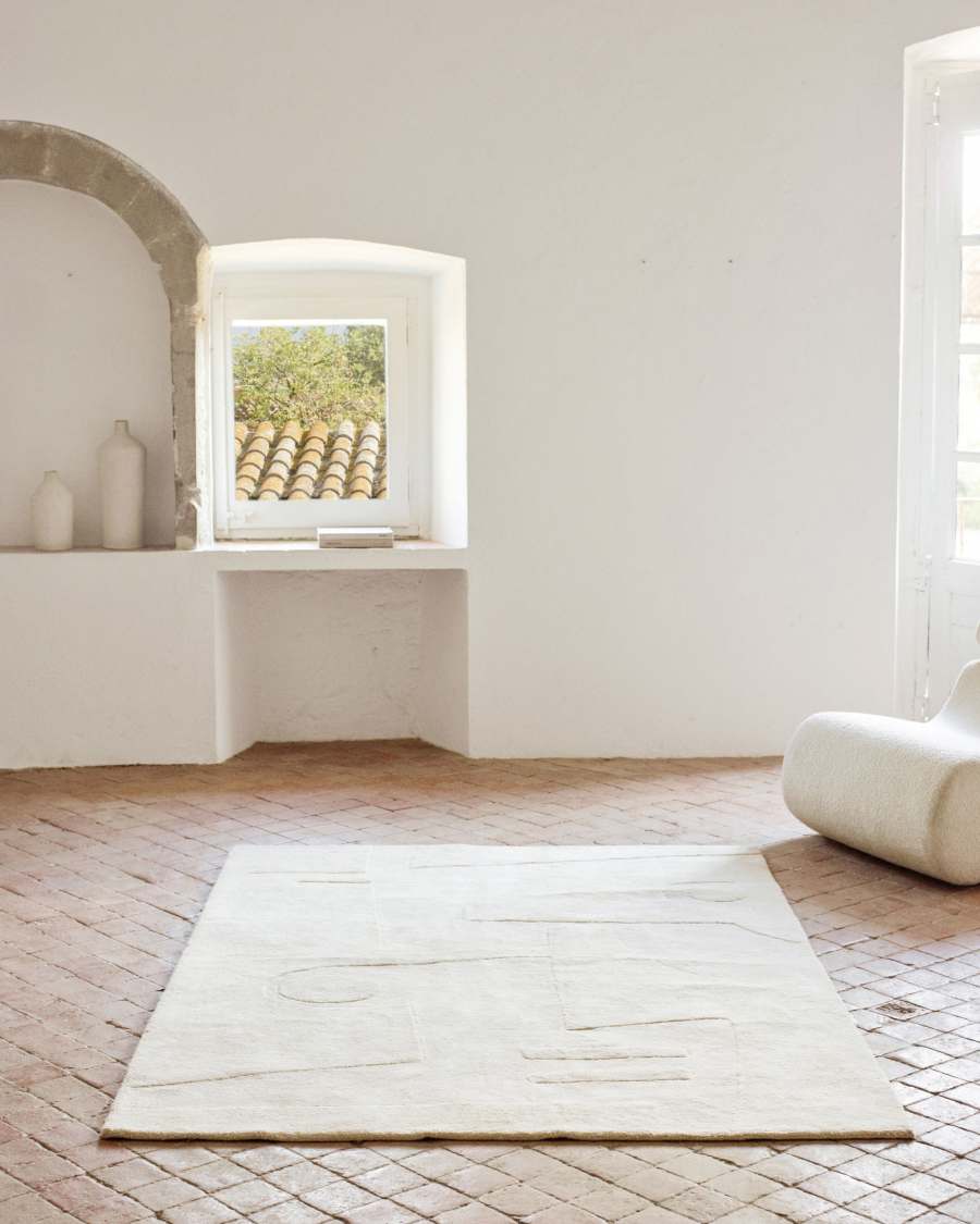 Tappeto Enriqueta 100% cotone bianco 160 x 230 cm