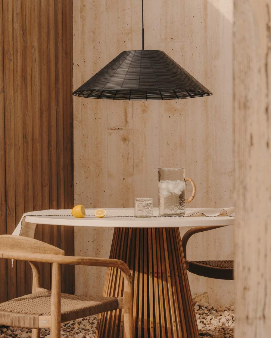 Saranella lampshade for outdoor ceiling lamp in black synthetic rattan Ø 70cm