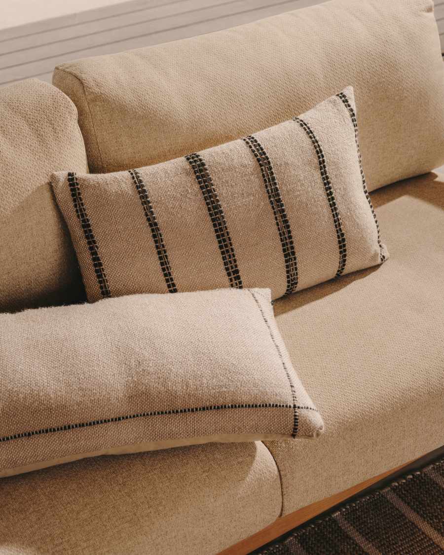 Baster Outdoor Kissenbezug aus PET beige mit schwarzen Streifen 40 x 70 cm