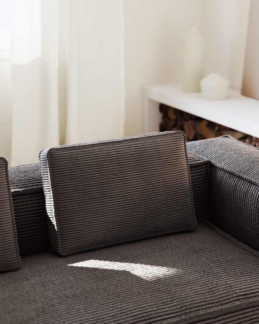 Blok kussen met brandvertragend materiaal in grijs dik corduroy 40 x 60 cm