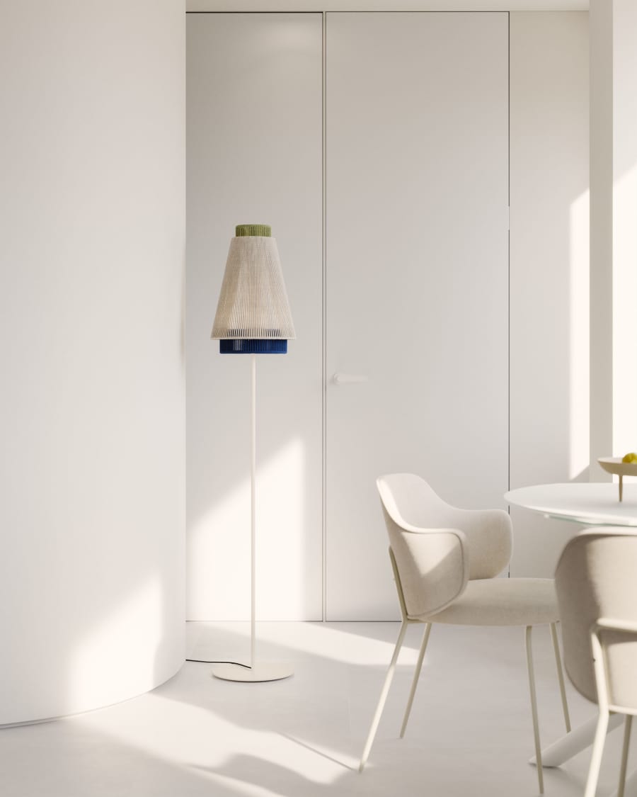 Yuvia katoenen staande lamp met beige en blauwe afwerking