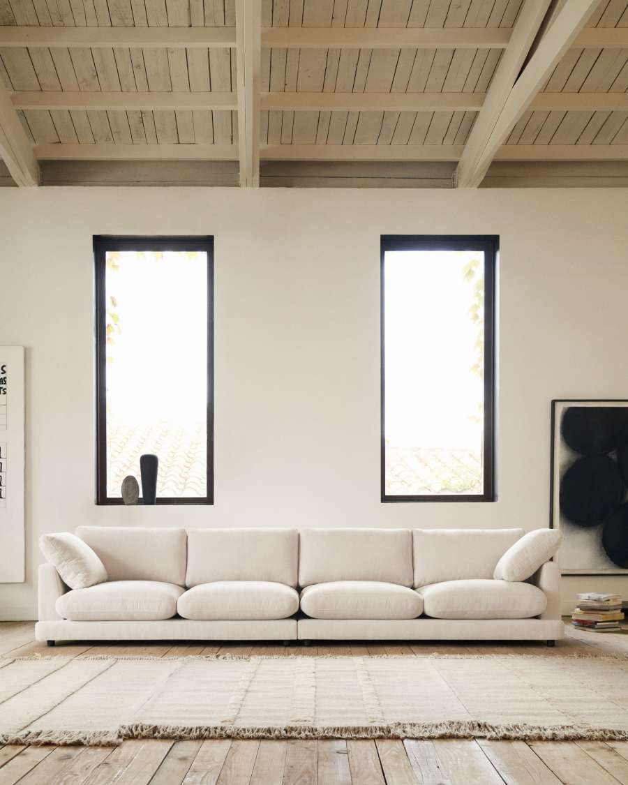 Gala 6-zitsbank in beige chenille FSC Mix Credit 390 cm