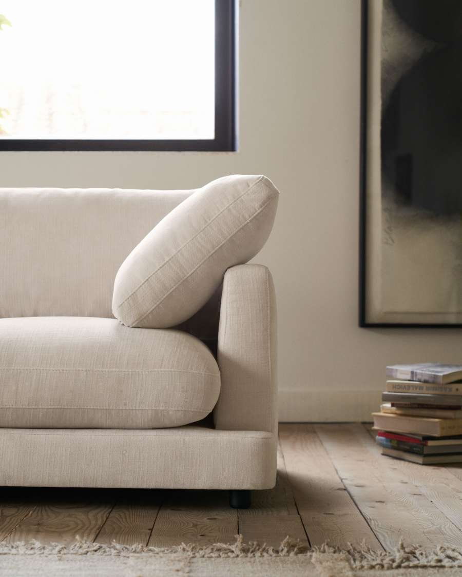 Gala 6-zitsbank in beige chenille FSC Mix Credit 390 cm