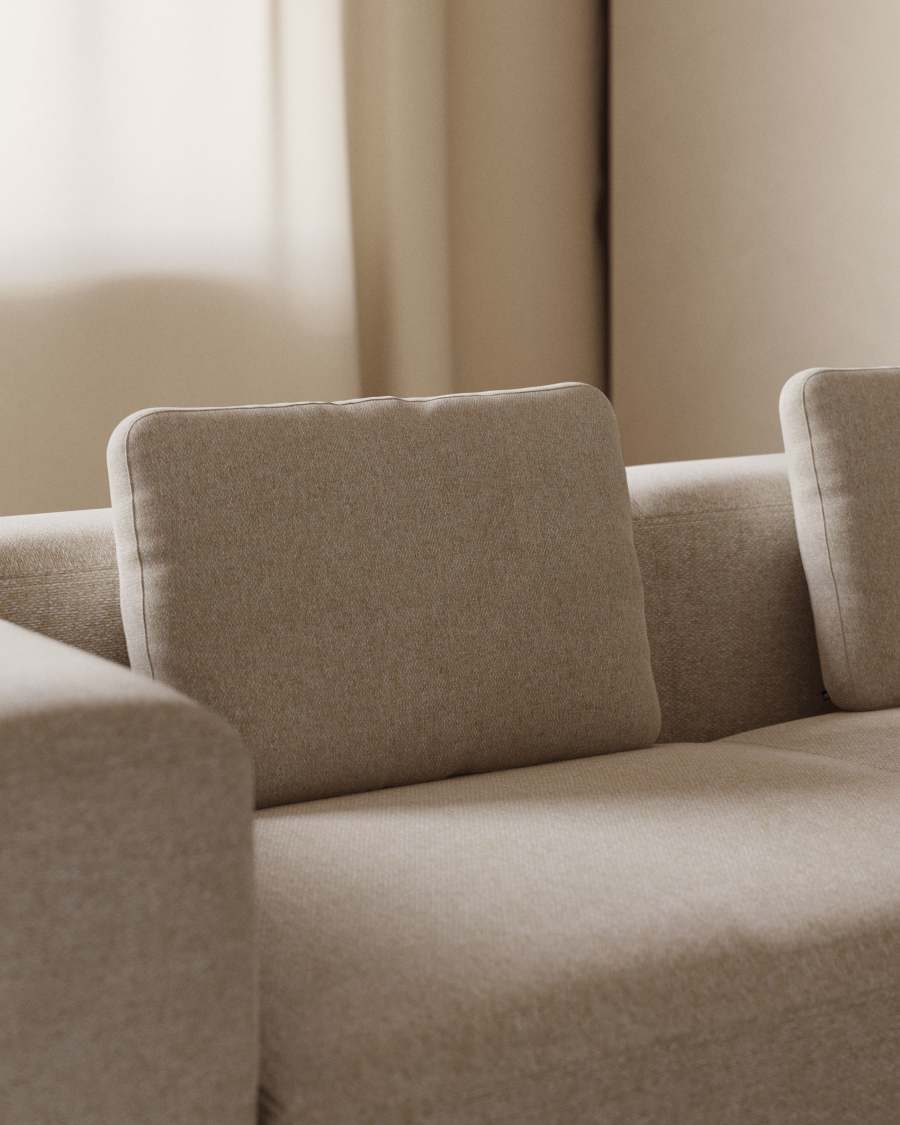 Blok fire-retardant cushion in beige chenille 40 x 60cm