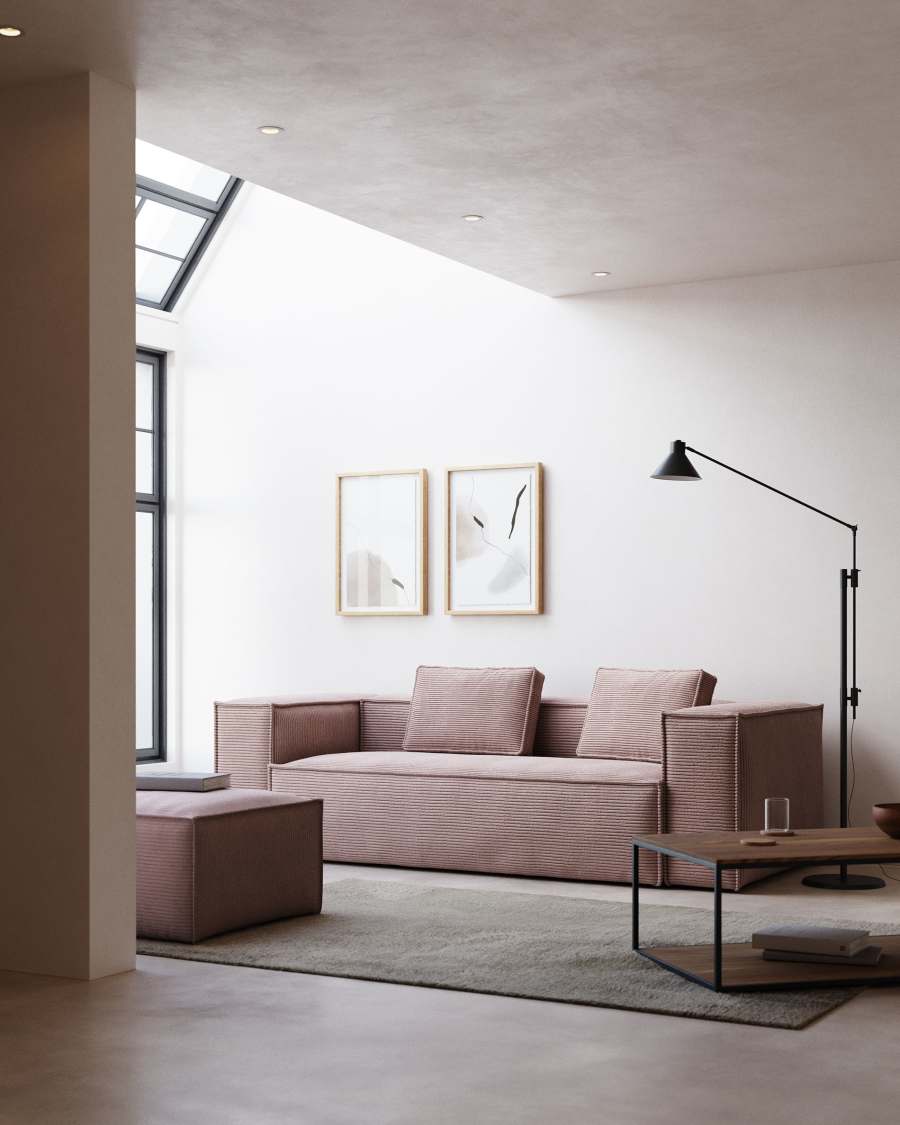 3-Sitzer-Sofa Blok mit dickem, rosa Cord 240 cm FSC Mix Credit