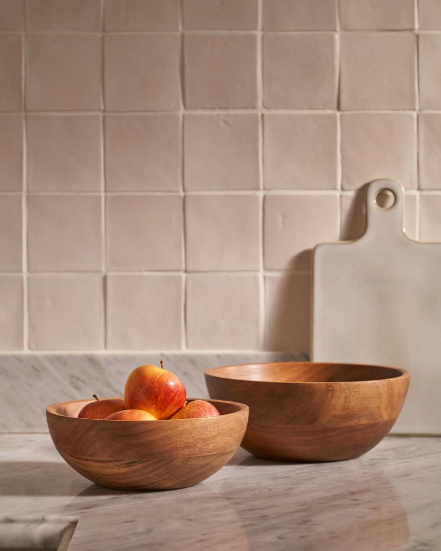 Set Delci di 2 ciotole in legno di acacia