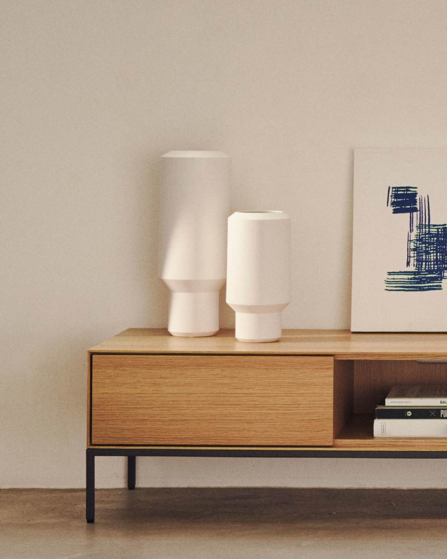 Vaso piccolo Estartit in ceramica bianca 27,5 cm