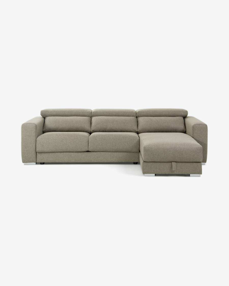 Atlanta 3 seater sofa with chaise longue in beige, 290 cm