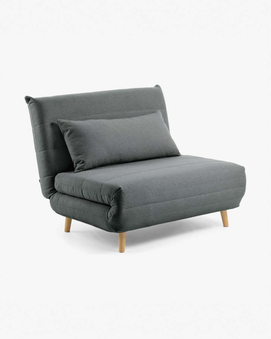 Susan sofa bed in dark grey, 107 x 91 (192) cm