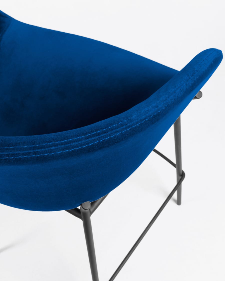 Yvette Barhocker Samt blau und Stahl schwarz Höhe 74 cm