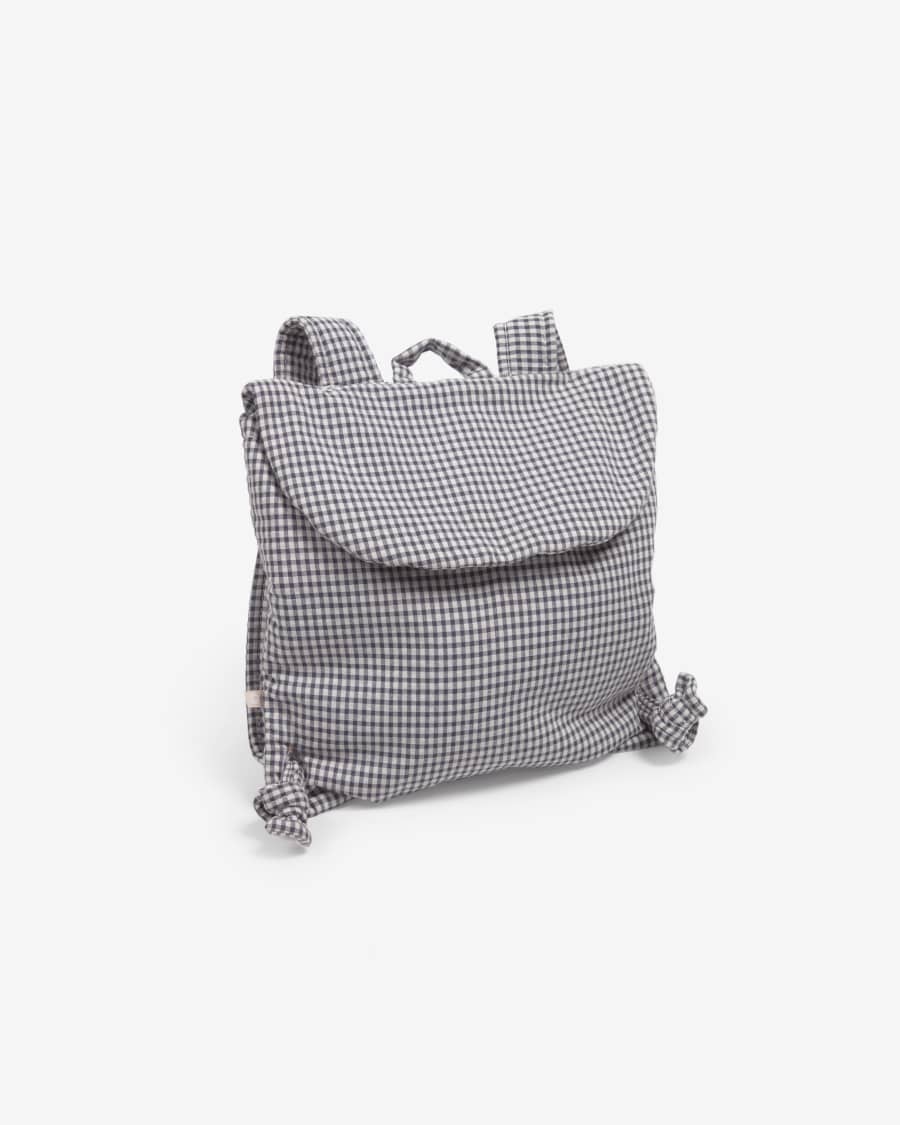 Vilanina children's backpack in Vichy black and white checks