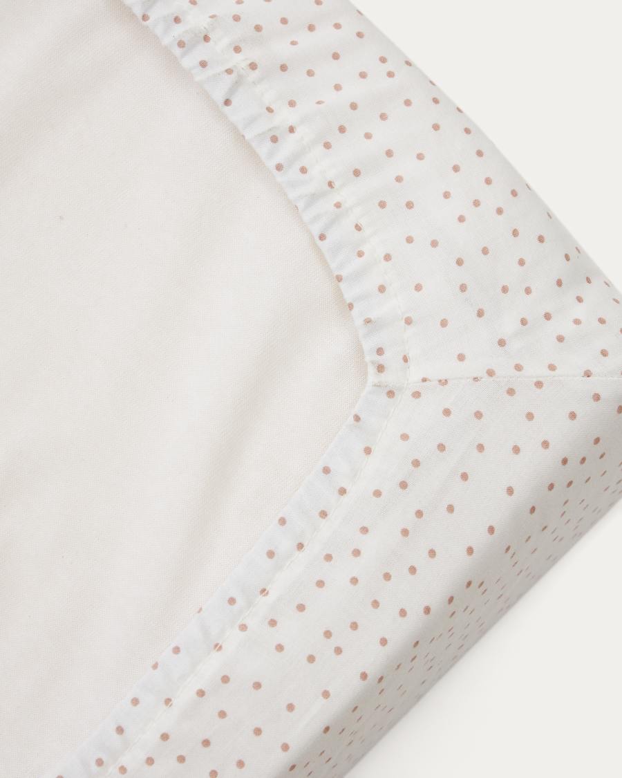 Yamile changing mat cover, 100% organic cotton (GOTS) in beige with pink polka-dots, 50 x 70 cm