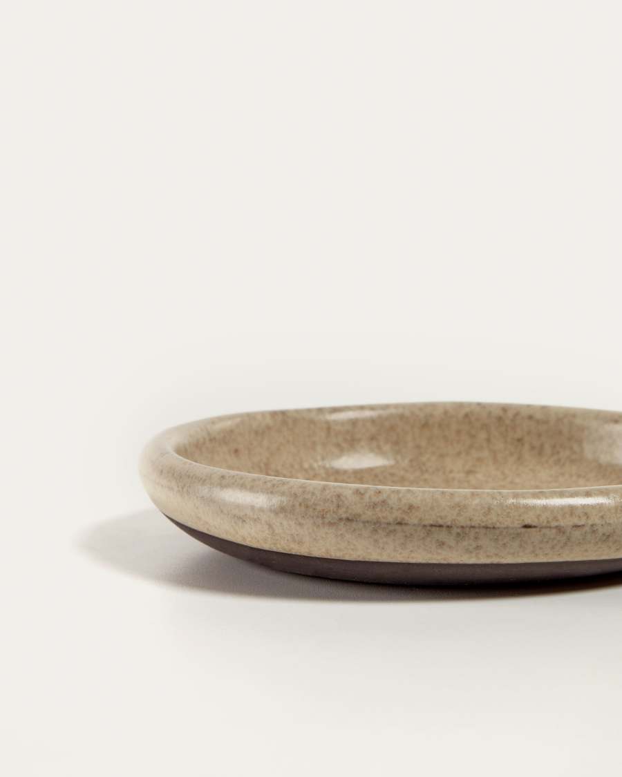 Tersilia dessert plate in brown ceramic