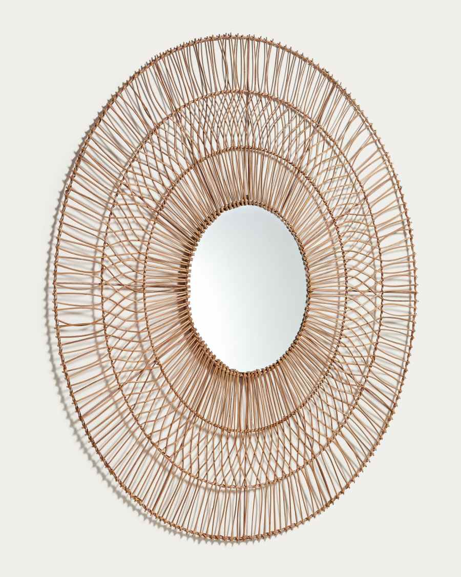 Viviana ratan mirror with a natural finish, Ø 110 cm