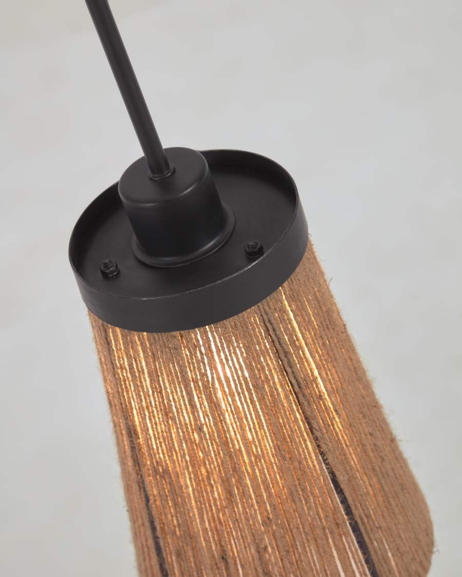 Crista jute ceiling light shade made from metal with black finish and natural jute Ø 17 cm