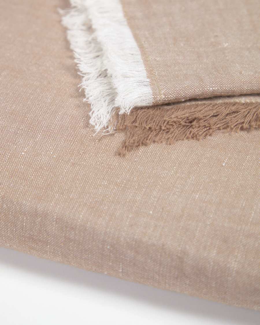 Iraide cotton and linen tablecloth in brown 170 x 250 cm