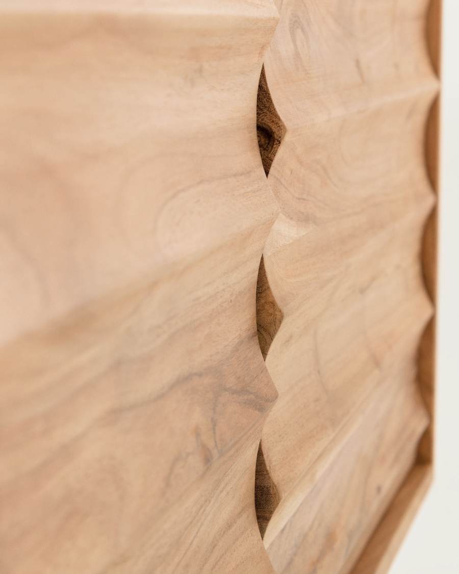 Creenza Delsie 3 ante in legno massello di acacia e acciaio verniciato nero 147 x 81 cm