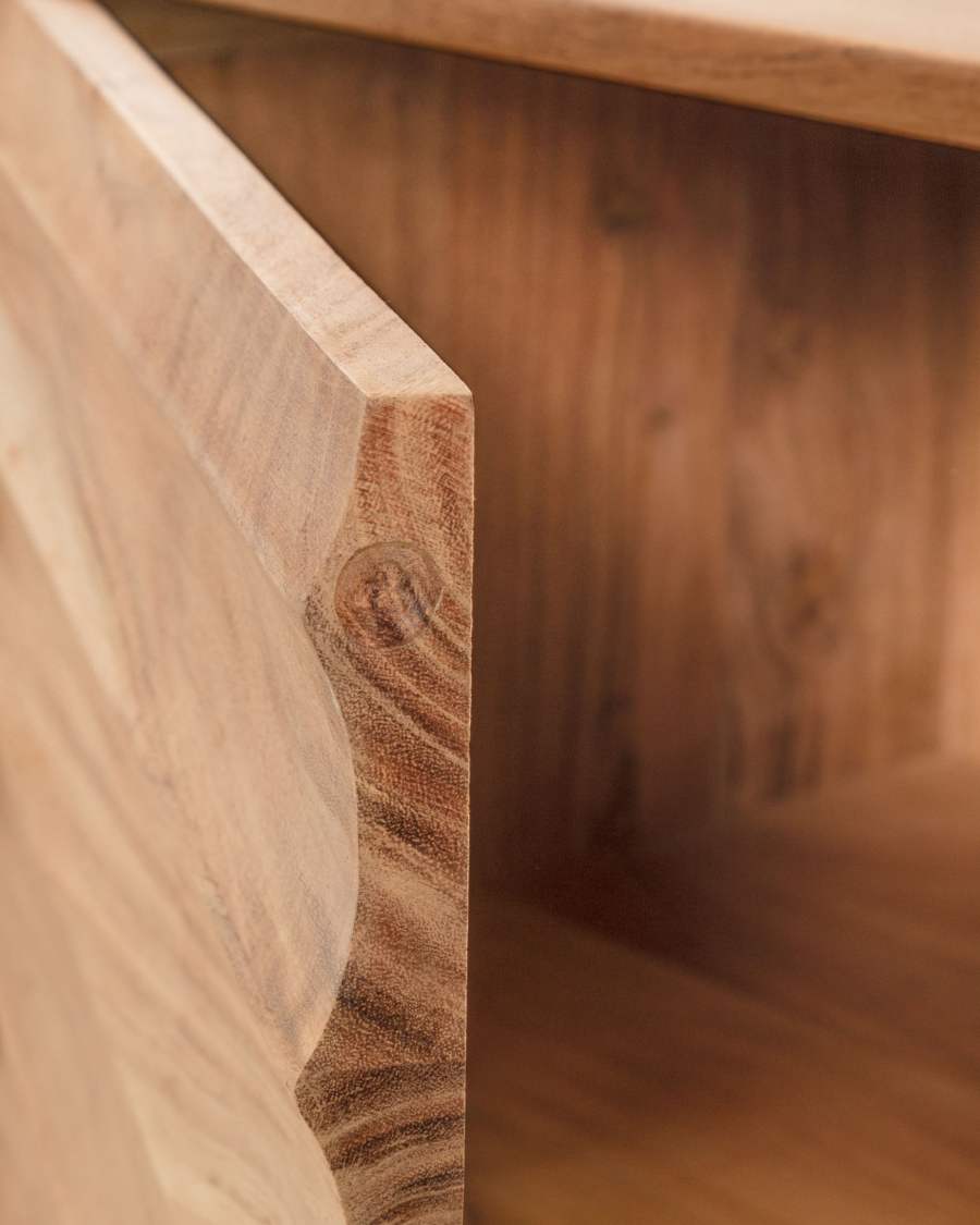 Creenza Delsie 3 ante in legno massello di acacia e acciaio verniciato nero 147 x 81 cm