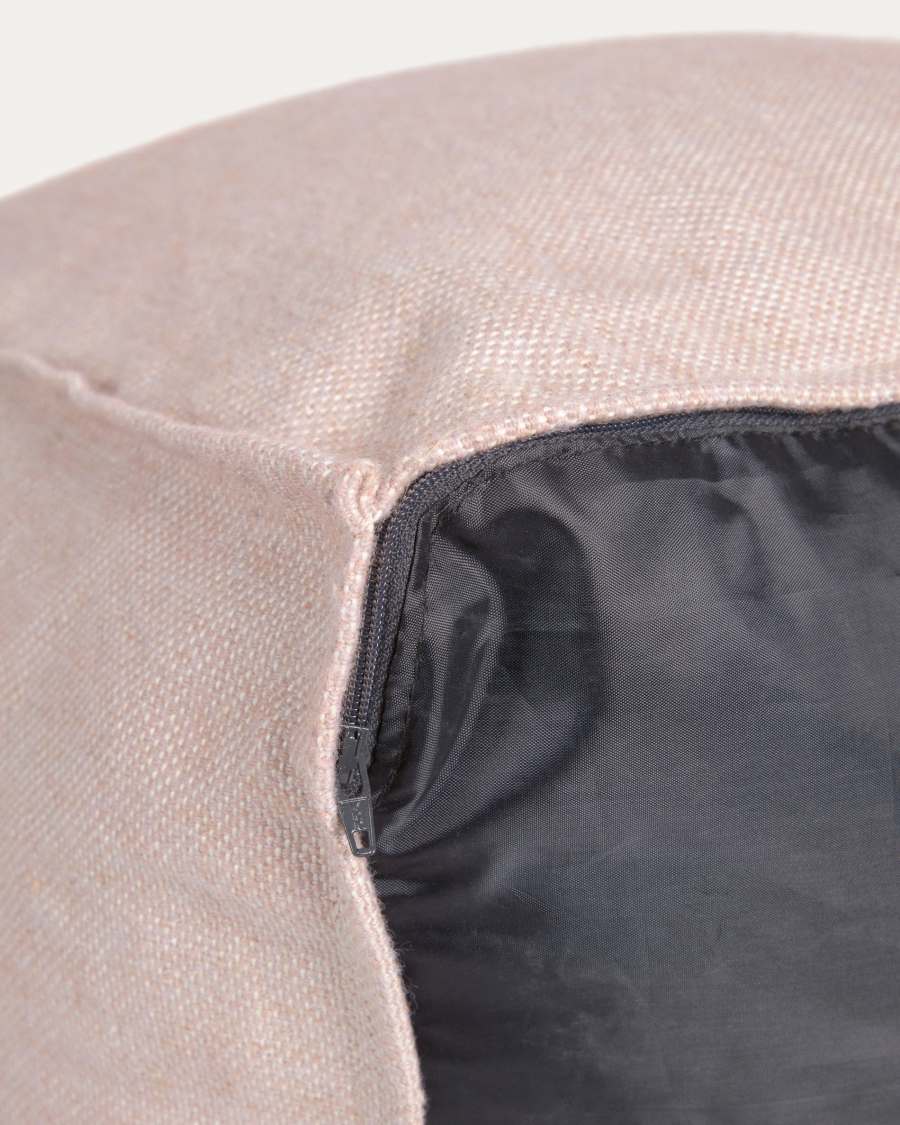 Leeith 100% PET pouffe in beige 40 x 39 cm