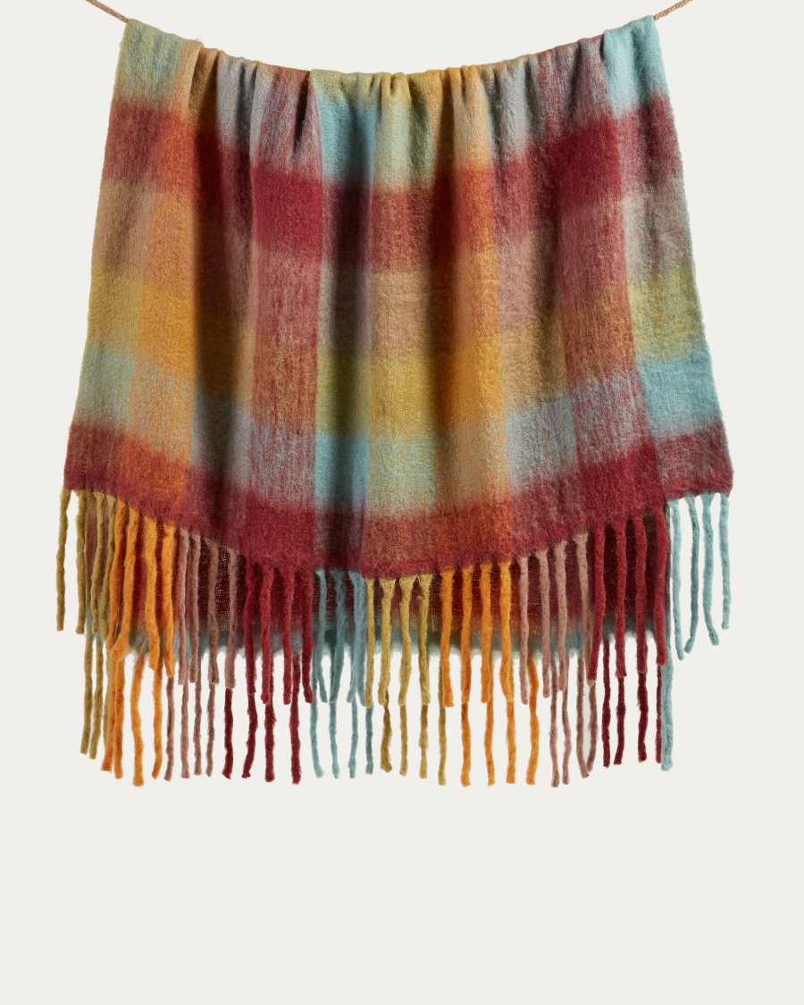 Galilea karierte Decke mit Fransen mehrfärbig 125 x 150 cm