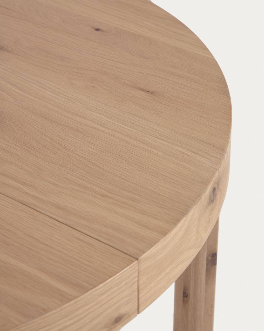 Runder Ausziehtisch aus Eichenfurnier und Beine in Massivholz Ø120(170) x 120 cm