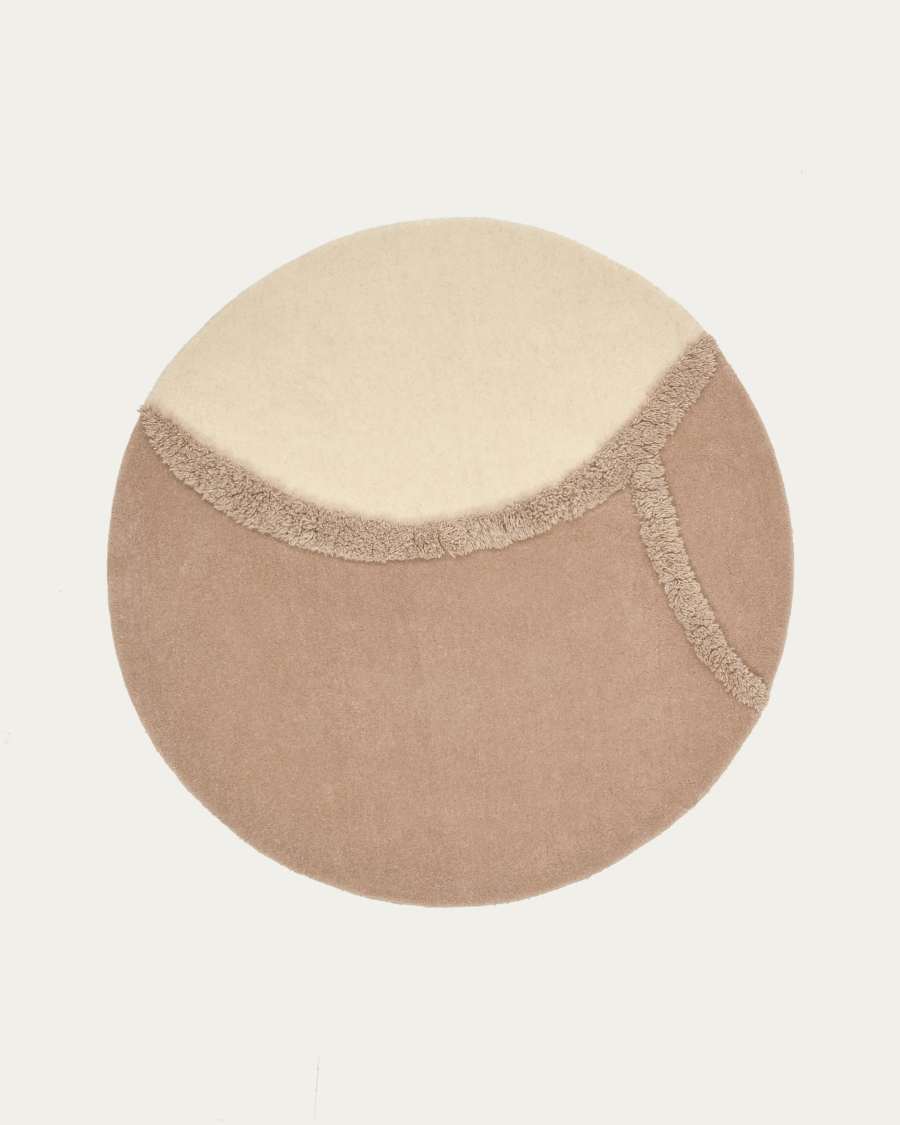 Tapis rond Daianna en laine marron et beige Ø 120 cm