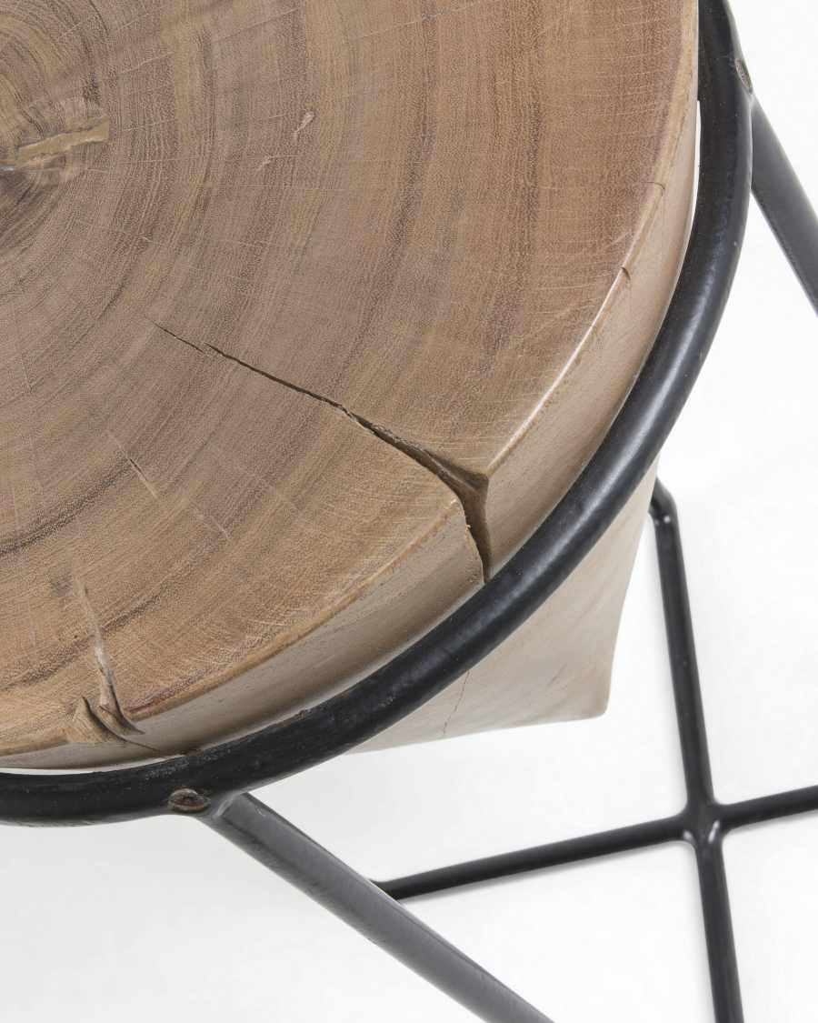 Rawra solid acacia wood and steel side table, Ø 31 cm