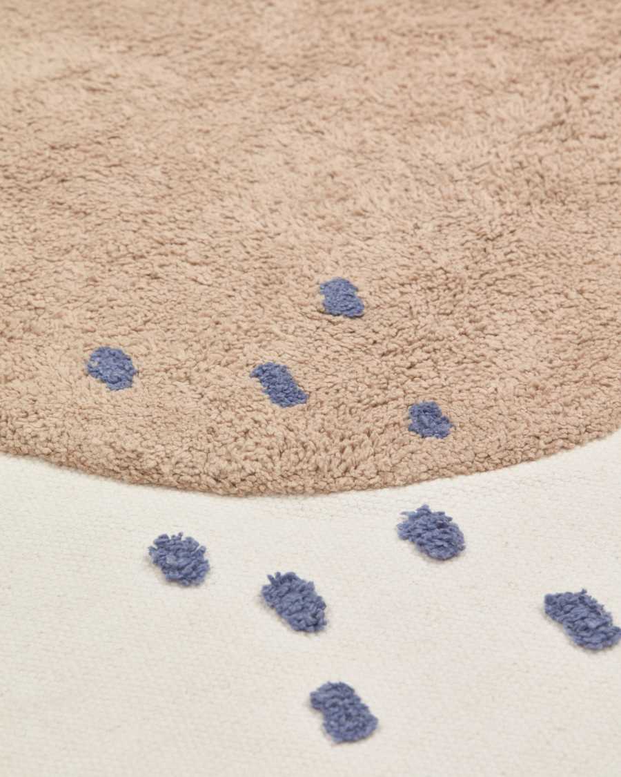 Tamya 100% cotton round rug with brown pear, Ø 120 cm