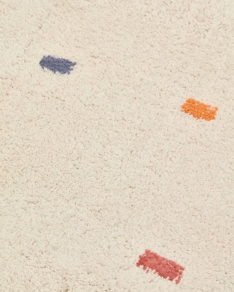 Epifania rug, 100% white cotton with multicolour points, 150 x 200 cm