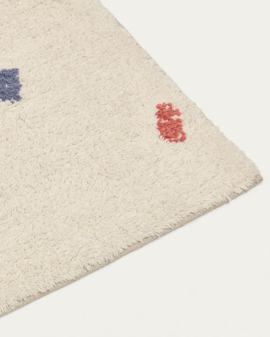 Epifania rug, 100% white cotton with multicolour points, 150 x 200 cm