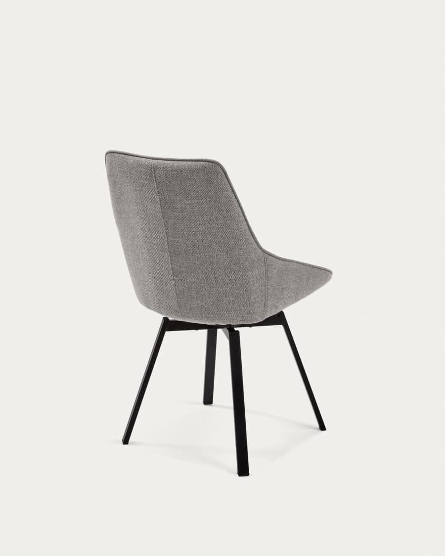 Jenna light grey swivel chair with steel legs with black finish FSC 100%