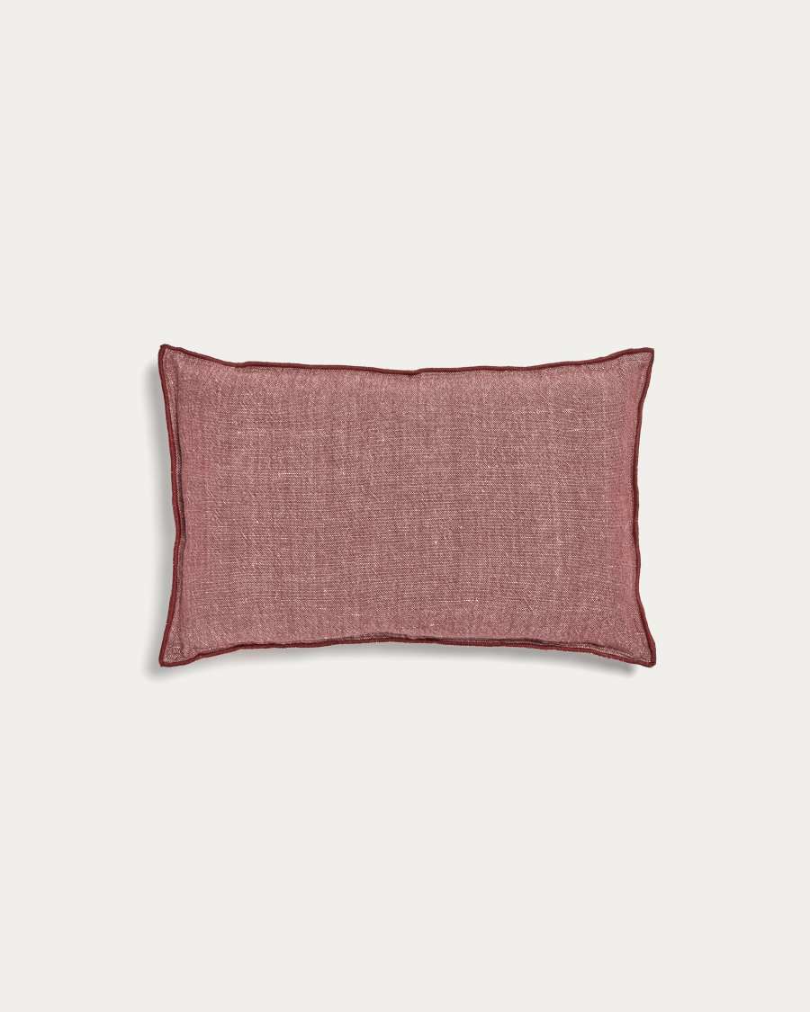 Housse de coussin Queta en lin et coton bordeaux 30 x 50 cm