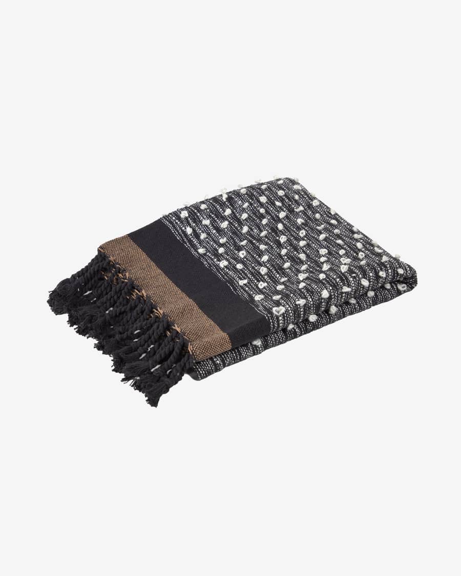 Manta Gravel algodón marrón y negro 130 x 170 cm