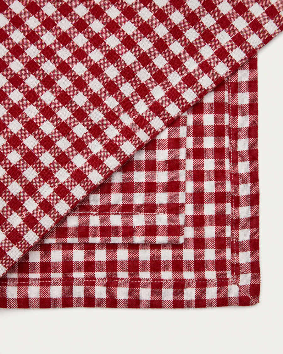 Lusian 100% cotton tablecloth in red and white, 150 x 250 cm