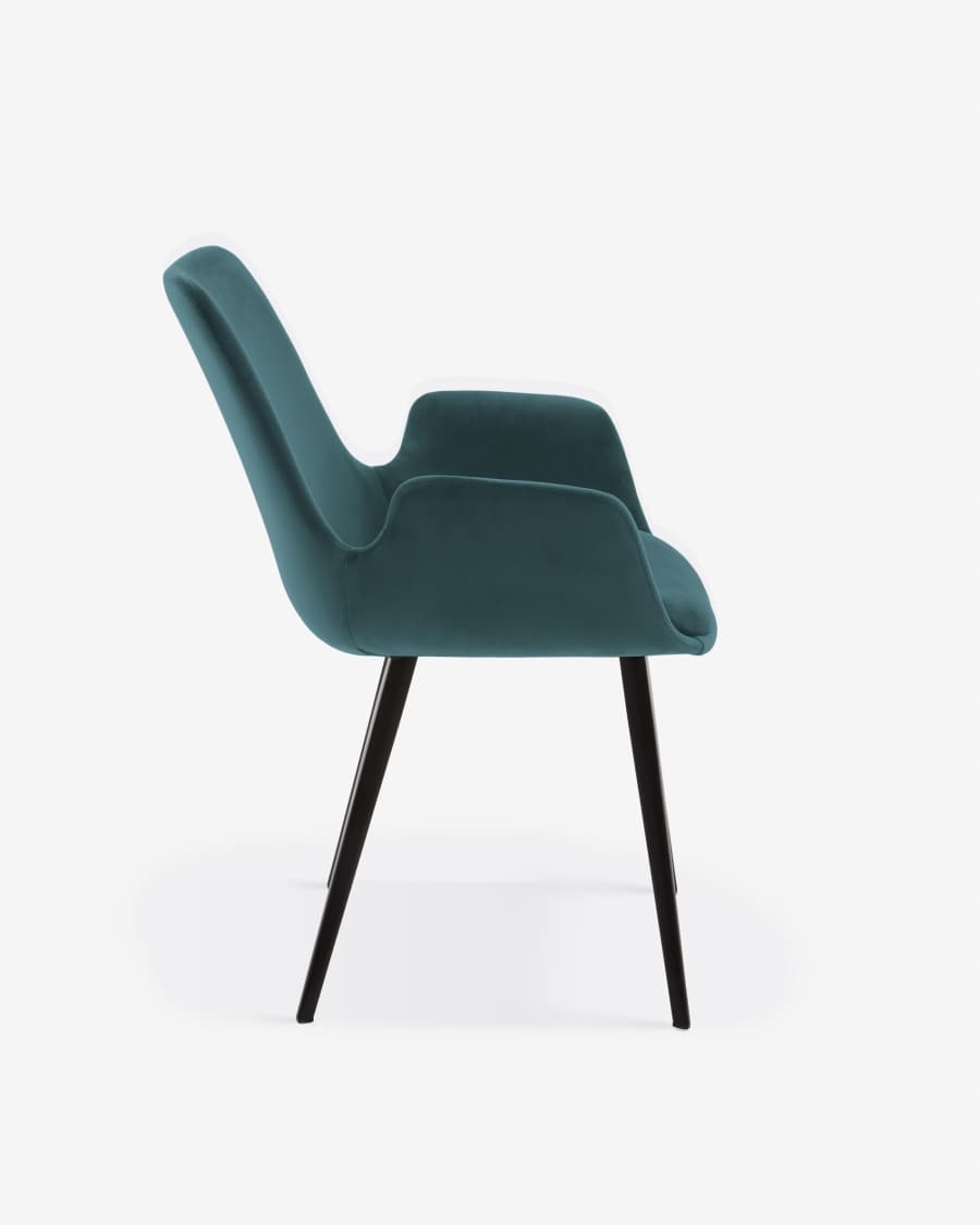 Chaise Hermann velours turquoise