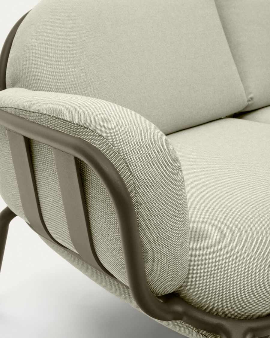 Joncols outdoor aluminium 2 seater sofa with powder coated green finish, 164cm