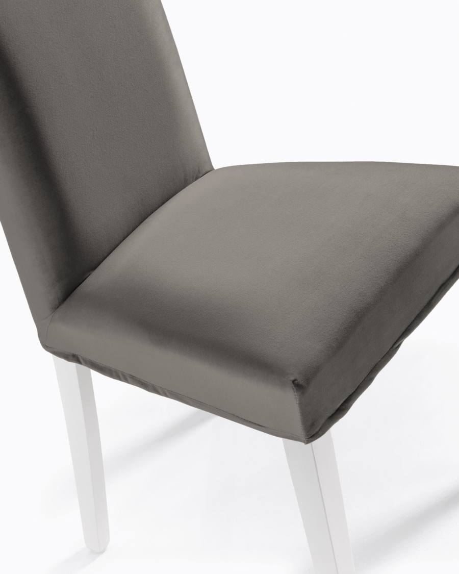 Freda Stoel fluweel grijs en wit