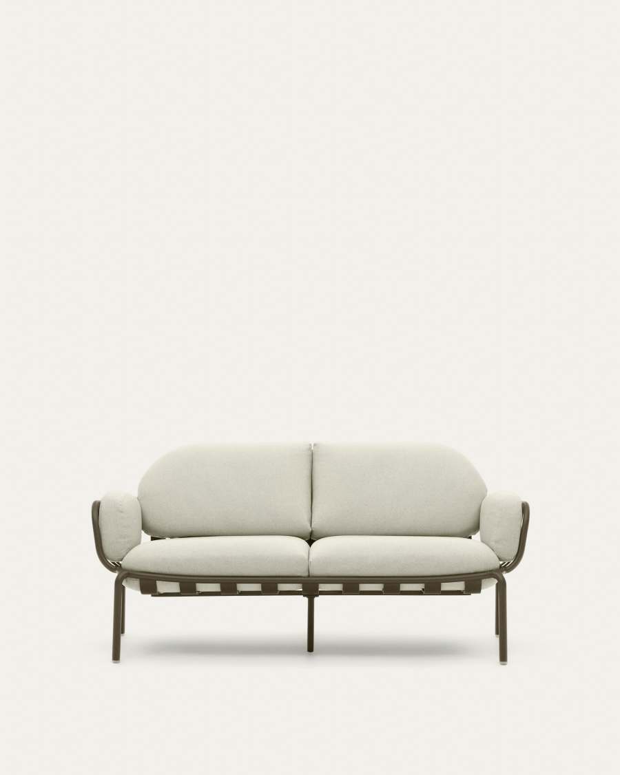 Joncols outdoor aluminium 2 seater sofa with powder coated green finish, 164cm